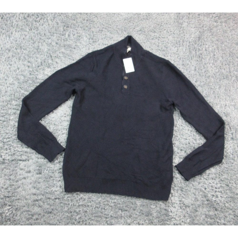 Hawker Rye Sweater Mens Large Navy Blue Knit Henley Pullover NWT